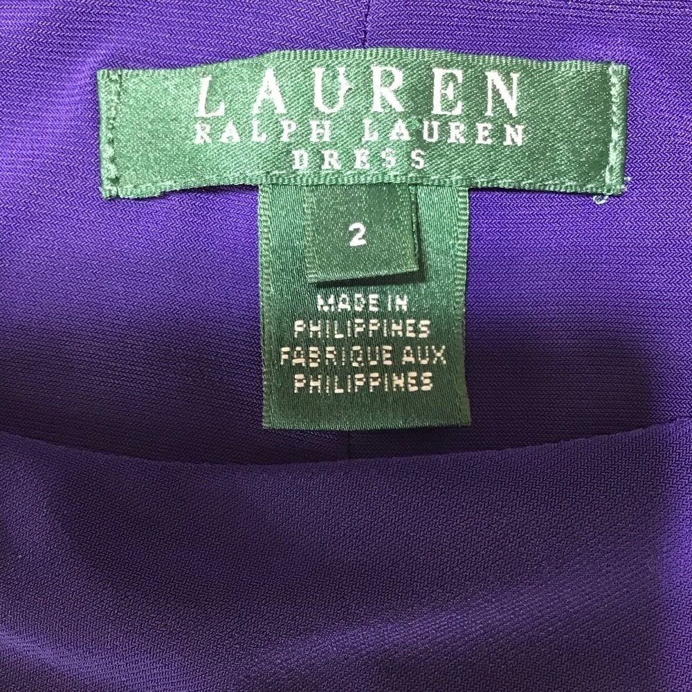 Ralph Lauren Royal Blue-Purple Ruched 3/4 Sleeve Dress - Picture 6 of 9